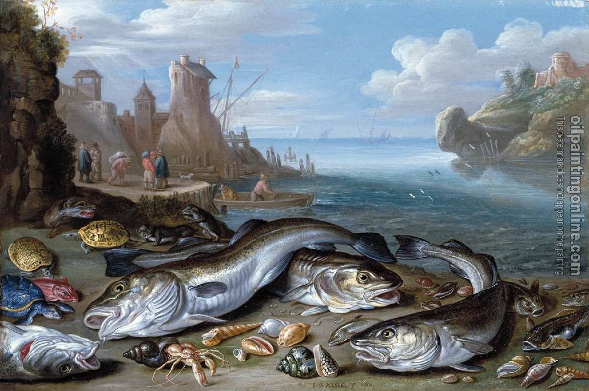 Kessel, Jan van - Harbour Scene with Fish